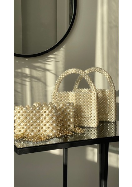 Inci Zincirli Çanta Cluch Gold Zincir Incili El Çantası Boncuk indirimleri