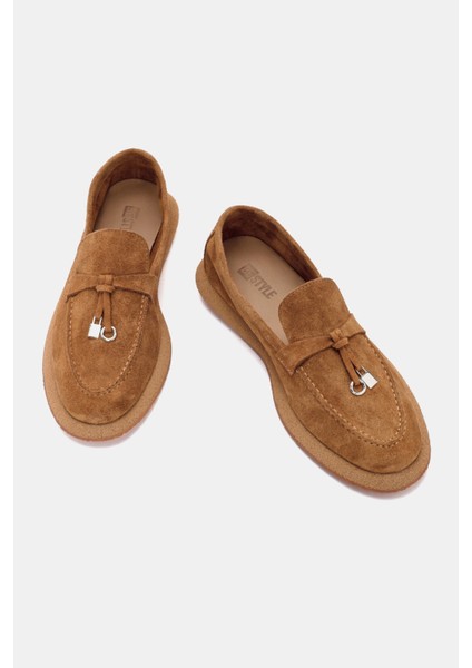 Be Style  Aden Kadın Camel Süet Deri Loafer