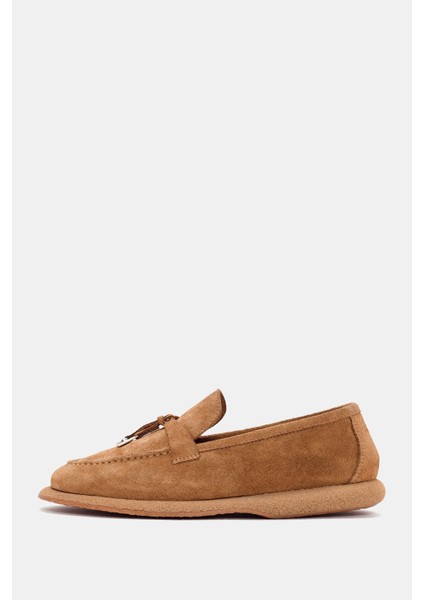 Be Style  Aden Kadın Camel Süet Deri Loafer