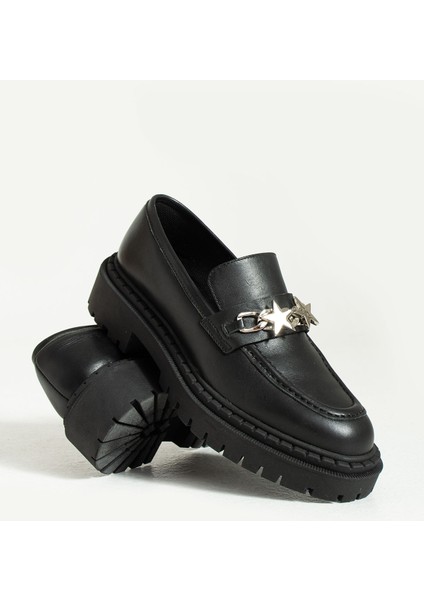 Be Style  Lutz Kadın Siyah  Deri Loafer