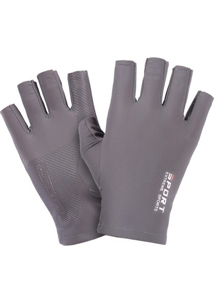 Elegant Choices Buz Ipek Kaymaz Yarım Parmak Bisiklet Güneş Koruyucu Eldivenler - Gri (Yurt Dışından)