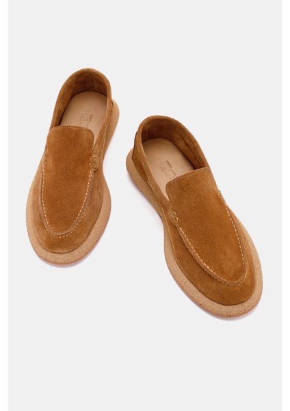 Be Style  Maegan Kadın Camel Süet Deri Loafer