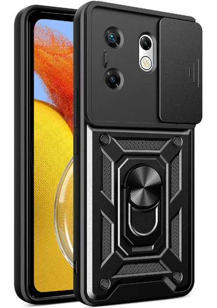 Case 4u Infinix Zero 30 4g Kılıf Magnetik Standlı Kamera Korumalı Sürgülü Vega Kapak Siyah