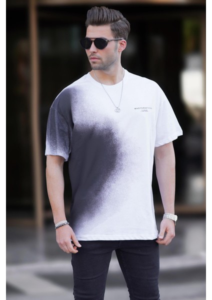 Beyaz Baskılı Bisiklet Yaka Erkek Tişört 7028 fiyatları