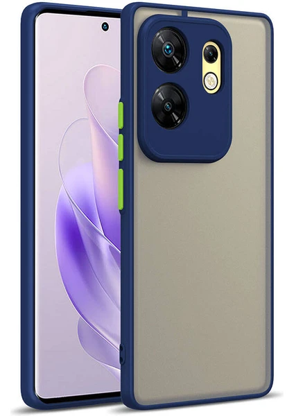 Case 4u Infinix Zero 30 4g Kılıf Silikon Kenarlı Kamera Korumalı Buzlu Hux Kapak Lacivert