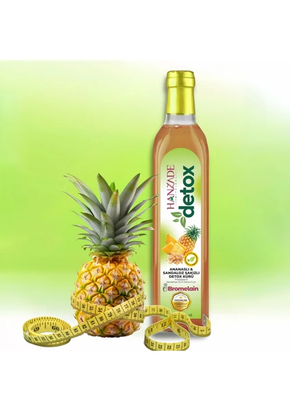 Hanzade Bitkisel Ananaslı & Sandaloz Sakızlı Detox Şurubu Kürü Bromelain 475 ml Güçlü Antioksidan Formül