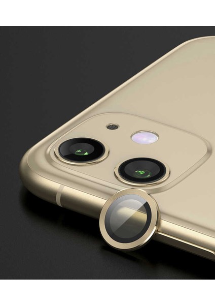 Apple iPhone 11 Uyumlu Zore Cl-07 Kamera Lens Koruyucu-Gold