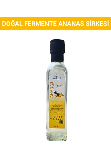 Doğal Fermente Ananas Sirkesi, 250 Ml, Katkısız, %100 Doğal