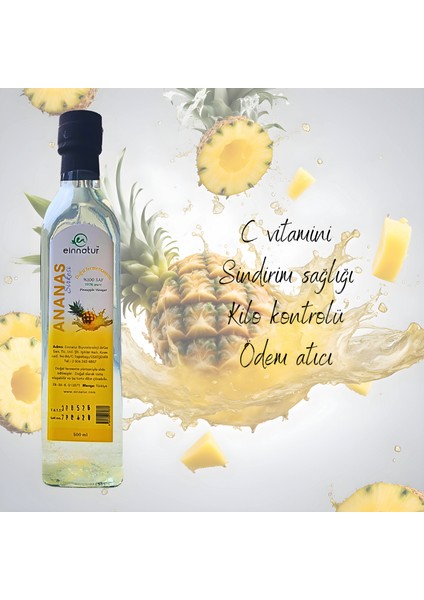 Doğal Fermente Ananas Sirkesi, 250 Ml, Katkısız, %100 Doğal fiyatları