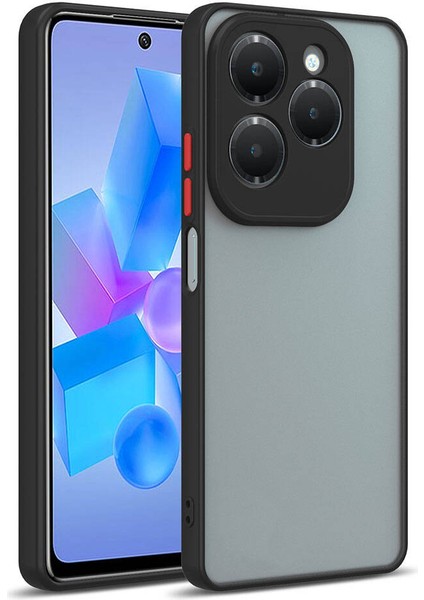 Infinix Hot 40I Kılıf Silikon Kenarlı Kamera Korumalı Buzlu Hux Kapak Siyah
