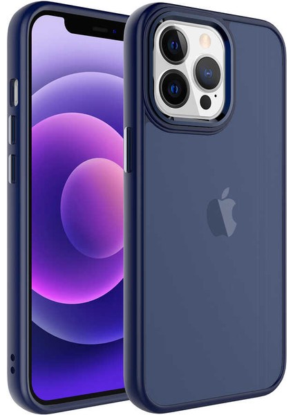 Apple iPhone 13 Pro Max Uyumlu Buzlu Sert Pc Zore May Kapak-Lacivert