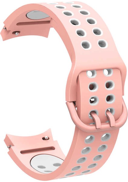 Galaxy Watch 4 40MM Krd-02 Uyumlu Kordon Zyl Pembe-Beyaz