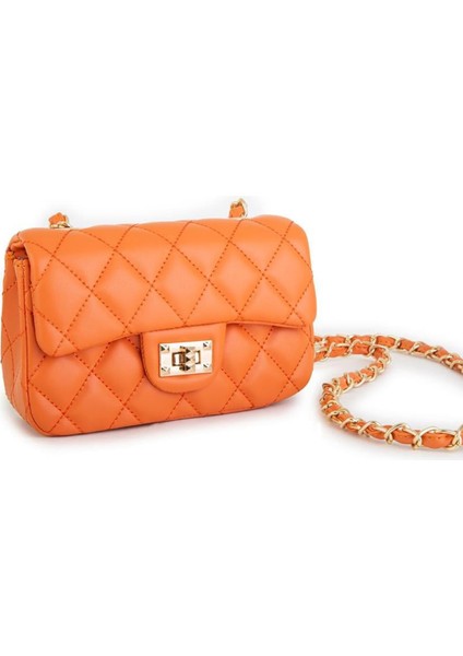 Kadın Çapraz Çanta Kapitone Zincir Detaylı - Turuncu fiyatları