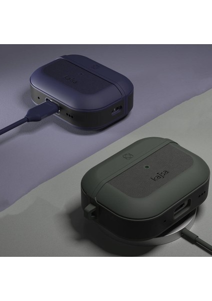 Airpod Pro 2 Uyumlu Kılıf Kajsa Luxe Collection Kablosuz Şarj Uyumlu Koruyucu Kılıf Koyu Yeşil fiyatları