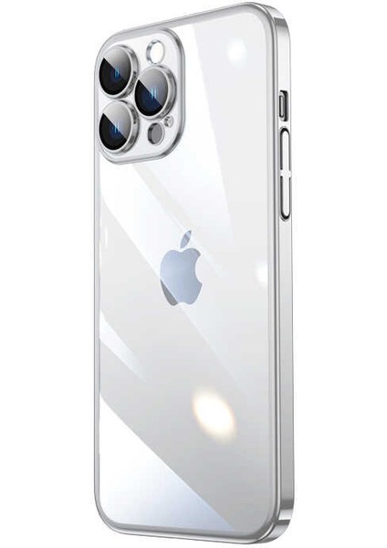 Apple iPhone 13 Pro Uyumlu Sert Pc Renkli Çerçeveli Zore Riksos Kapak-Gümüş