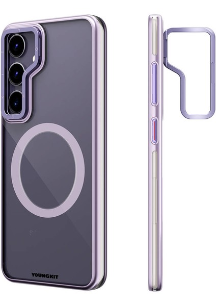Galaxy S24 Plus Kılıf Magsafe Crystal Grid Kapak Mor