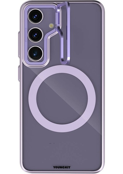 Galaxy S24 Plus Kılıf Magsafe Crystal Grid Kapak Mor