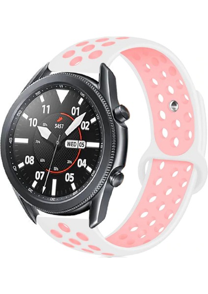 Galaxy Watch 46MM (22MM) Krd-02 Uyumlu Kordon Zyl Beyaz-Pembe