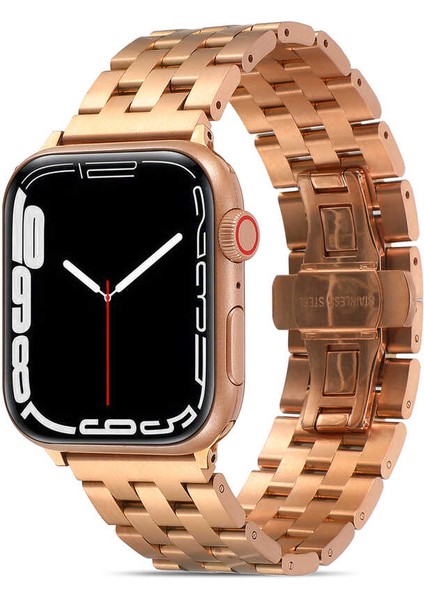 Watch Ultra 49MM Kordon Uyumlu Krd-20 Metal Strap Kayış Zyl Rose Gold