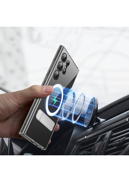 Galaxy S24 Kılıf Magsafe Şarj Özellikli Kamera Korumalı Standlı Wiwu KCC-025 Aurora Serisi Şeffaf