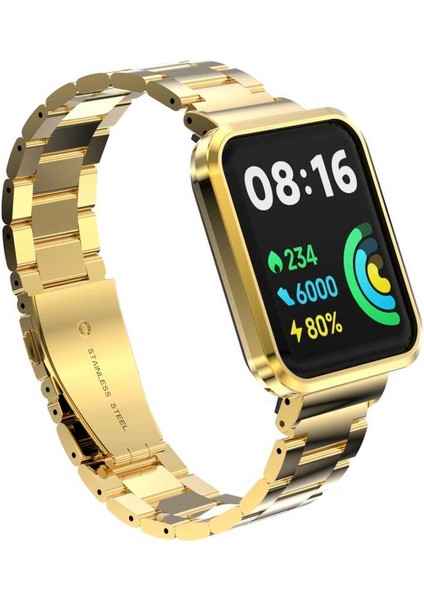 Xiaomi Redmi Watch 2 Lite Uyumlu Krd-60 Metal Kordon Zyl Gold