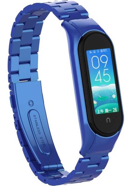 Xiaomi Mi Band 6 Uyumlu Krd-04 Metal Kordon Zyl Lacivert