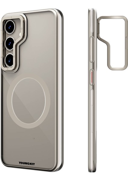 Galaxy S24 Kılıf Magsafe Crystal Grid Kapak Gold