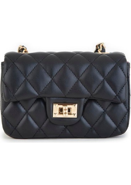 Kadın Çapraz Çanta Kapitone Zincir Detaylı - Siyah