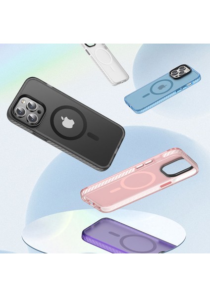 iPhone 14 Pro Uyumlu Mat Arka Yüzey Wireless Şarj Özellikli Zore Locik Kapak-Derin Mor