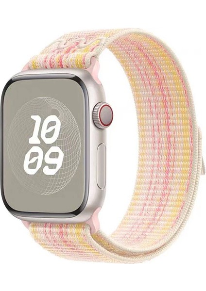 Watch 7 41MM Uyumlu Krd-91 Hasır Kordon Strap Kayış Cpu Pembe