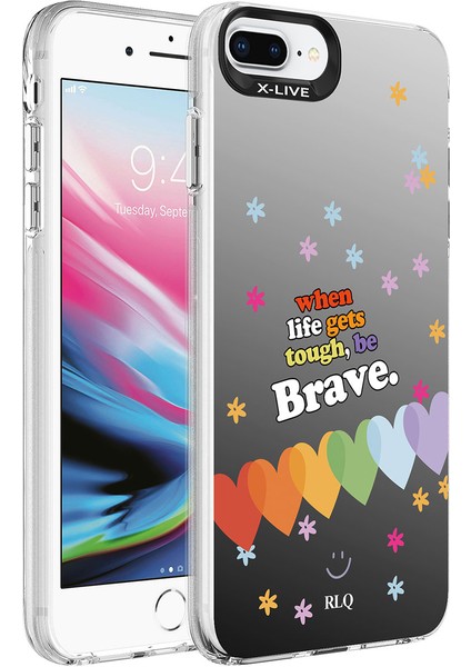 iPhone 7 Plus Uyumlu Desenli Zore Silver Sert Kapak-Kalp