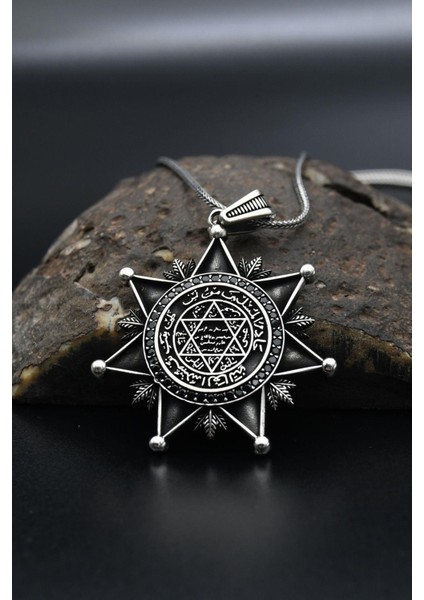 Gümüş 925 Ayar Gümüş Hz. Süleyman Mührü Erkek Kolye Zincir fiyatları