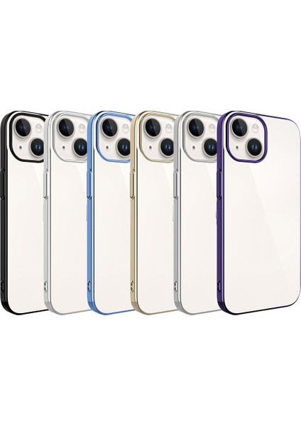 iPhone 15 Uyumlu Sert Pc Renkli Çerçeveli Zore Riksos Kapak-Derin Mor