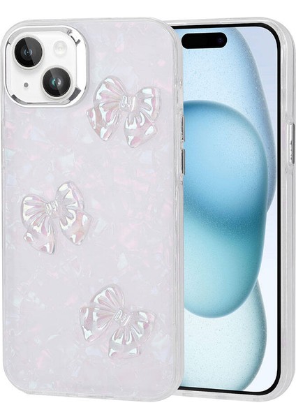 iPhone 15 Uyumlu Kabartma Figürlü Parlak Zore Eralli Silikon Kapak-Kelebek