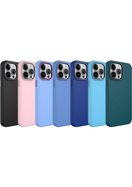 iPhone 14 Pro Uyumlu Metal Çerçeve ve Buton Tasarımlı Silikon Zore Luna Kapak-Pembe