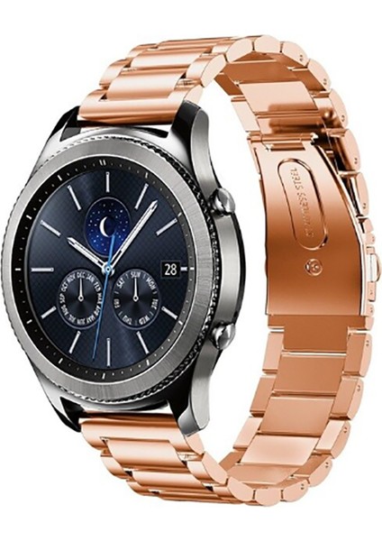 Gear S3 (22MM) Uyumlu Krd-04 Metal Kordon Cpu Rose Gold