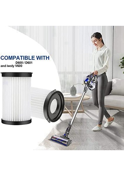 Vakum Hepa Filtre Değiştirme D600 D601 E600 V600 Elektrikli Süpürge Yıkanabilir Yeniden Kullanılabilir (Yurt Dışından)