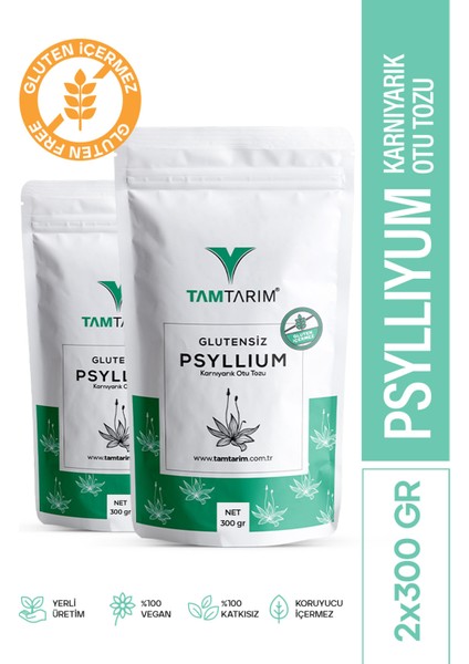 2 Adet - Glutensiz Psyllium (Karnıyarık Otu Tozu) 300 gr