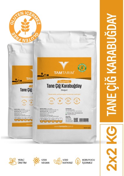 2 Adet - Glutensiz Çiğ Karabuğday Tane 2 kg