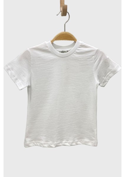 Mojo Unisex Çocuk Basic Kısa Kol Tshirt 5372 Beyaz