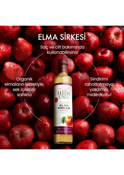 Fermente Mutfağım Organik Içimlik Elma Sirkesi - Doğal Fermantasyon 1 Yıl Dinlendirilmiş Apple Cider Vinegar 5 Adet x 500 ml