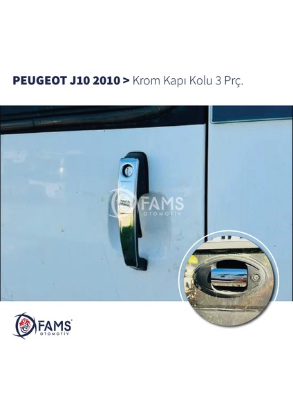 Peugeot J10 Krom Kapı Kolu 3 Parça 2010> Paslanmaz Çelik