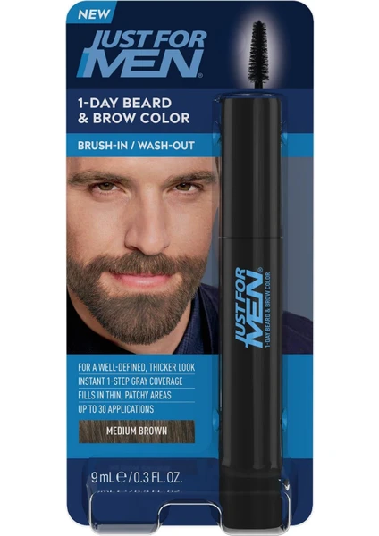 Just For Men 1 Günlük Geçici Sakal ve Kaş Boyası Orta Kahverengi 9ml