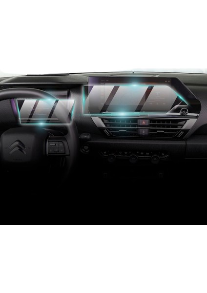 Citroen 2021-2024 C4x 10 Inch Navigasyon 5.5 Inch Dashboard 9H Nano IPG ProActive Ekran Koruyucu