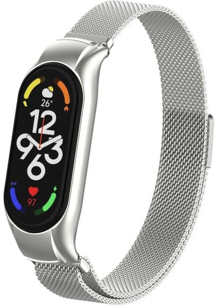 Xiaomi Mi Band 7 Uyumlu Krd-01 Metal Kordon Zyl Gümüş