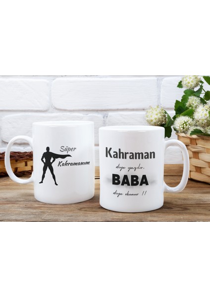 Süper Kahramanım Babam Yazılı Hediyelik Baskılı Kupa Bardak modelleri