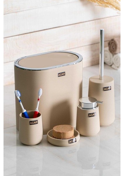 Astorıa Bej Oval 5 Parça Banyo Seti