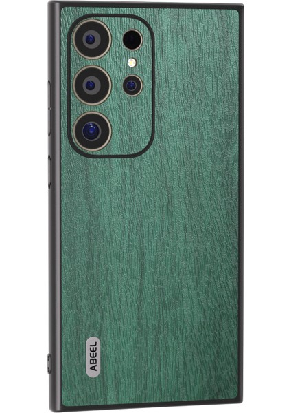 Samsung Galaxy S24 Ultra Ahşap Dokulu Deri Kaplamalı Pc+Tpu Hibrit Kapak (Yurt Dışından)