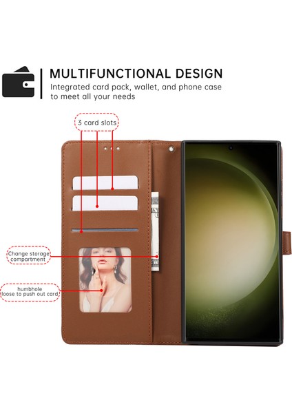 Samsung Galaxy S24 Ultra Deri Kılıf Ekleme Baskılı Telefon Cüzdan Kapağı (Yurt Dışından)