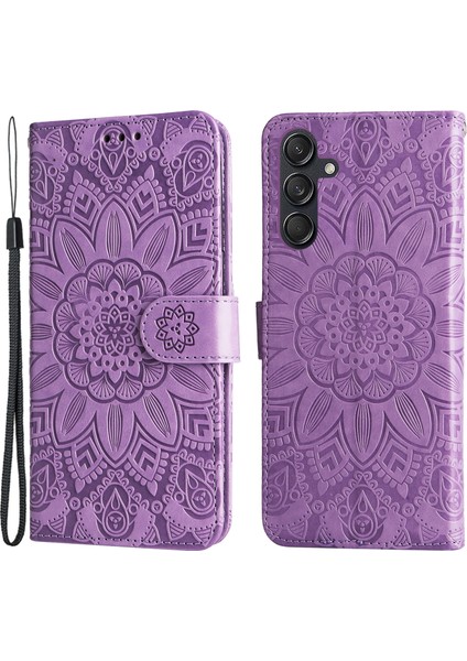 Samsung Galaxy M55 5g Deri Kılıf Cüzdan Standı Ayçiçeği Telefon Kapağı (Yurt Dışından)